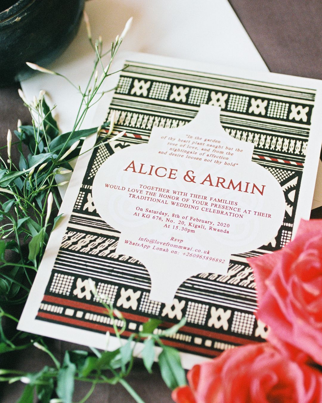 Traditional Rwanda Garden Wedding Stationery